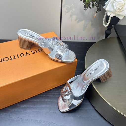 2024 Early Spring New LV Donkey Brand Louis Vuitton Classic Explosive Hollow Out Thick Heel Sli 51pvq0v2 - Image 8