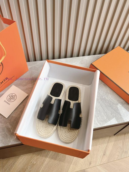 Top TierHermes 2024 Antigua Grass Woven Slippers - Made Of Genuine Leather With A Large Sole An ort4rd6t - Image 11