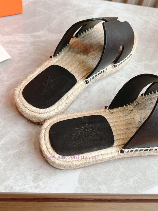 Top TierHermes 2024 Antigua Grass Woven Slippers - Made Of Genuine Leather With A Large Sole An ort4rd6t - Image 17