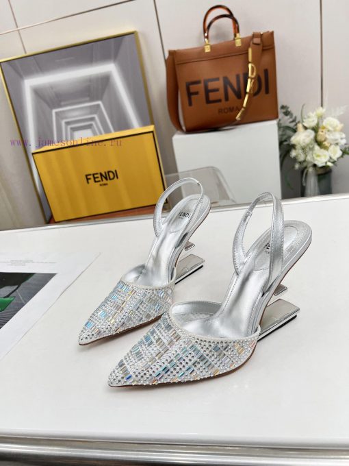 Fendi First Crystal High Heel SandalsThe Combination Of Crystal And Rhinestone Reproduces The F pup5450m - Image 2