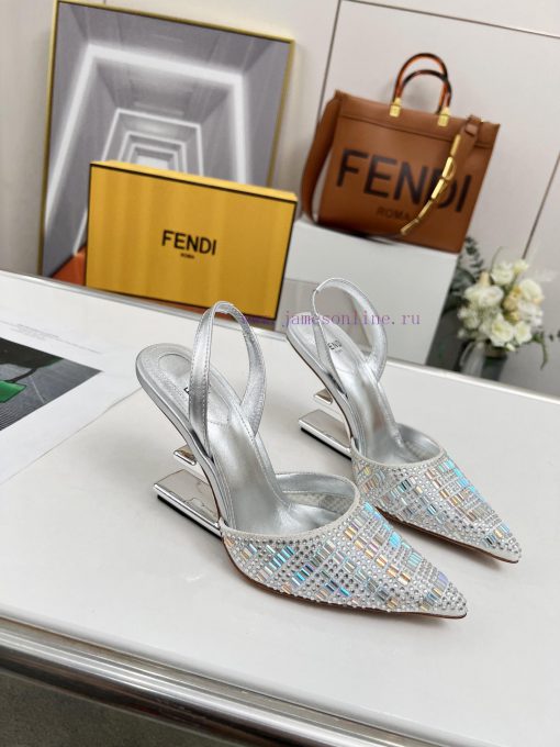 Fendi First Crystal High Heel SandalsThe Combination Of Crystal And Rhinestone Reproduces The F pup5450m - Image 3