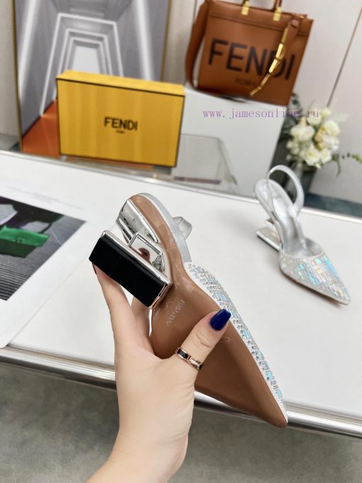 Fendi First Crystal High Heel SandalsThe Combination Of Crystal And Rhinestone Reproduces The F pup5450m - Image 8