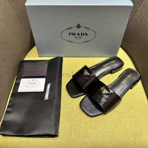 Prada/Prada 2024 Spring/Summer New Product Saffiano Lacquer Leather Slippers Shine On Xiaohongs ip8563f6 - Image 5
