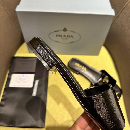 Prada/Prada 2024 Spring/Summer New Product Saffiano Lacquer Leather Slippers Shine On Xiaohongs ip8563f6 - Image 7