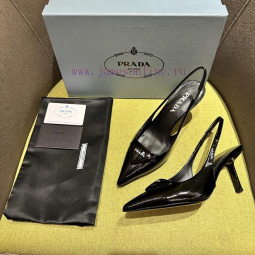 Prada/Prada 2024 Spring/Summer New Product Saffiano Lacquer Strap High Heels Shining Debut Reco q677ad4l - Image 5