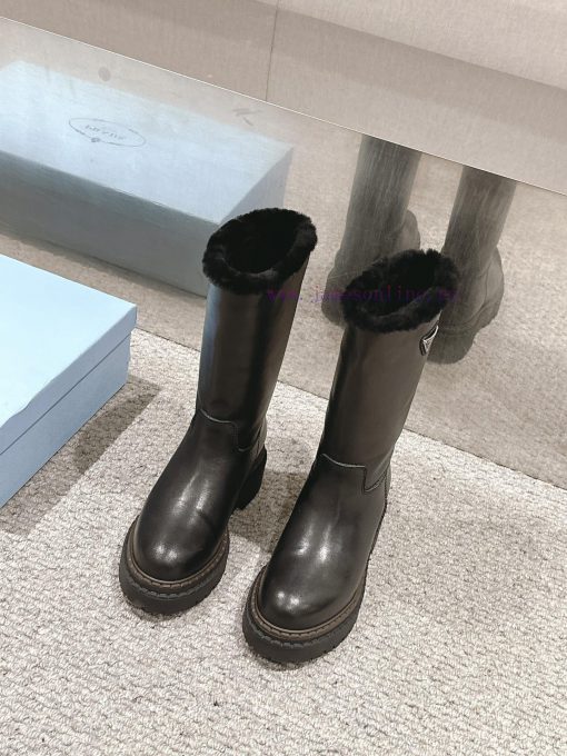 Top QualityPrada Fw24 New Arrival～P Home 2024 Autumn/Winter Thick Soled Mid Tube Woolen Boots N qkv7fj4w - Image 11