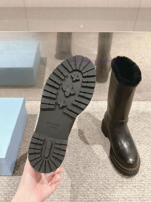 Top QualityPrada Fw24 New Arrival～P Home 2024 Autumn/Winter Thick Soled Mid Tube Woolen Boots N qkv7fj4w - Image 19
