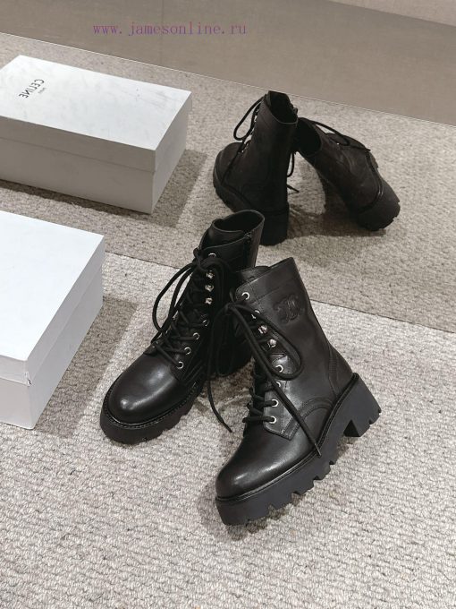 Top Qualityceline Fw24 Mew Arrival～Celine 2024 Autumn/winter New Lace Up Martin BootsThe Glossy spoy933t - Image 5