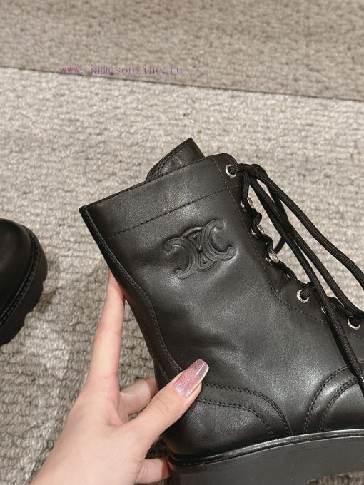 Top Qualityceline Fw24 Mew Arrival～Celine 2024 Autumn/winter New Lace Up Martin BootsThe Glossy spoy933t - Image 8