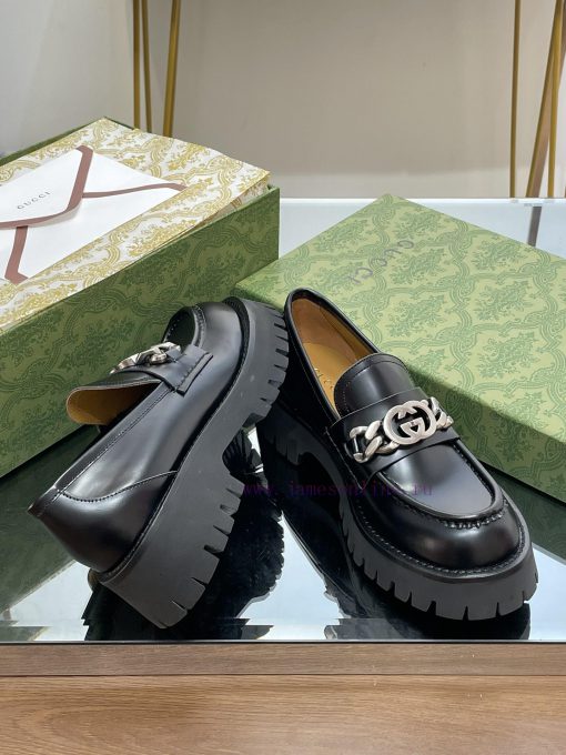 2024 Early Autumn GUCCI Interlocking Double G Chain Grooved Sole LoafersThick Soled Single Shoe 6t64b98q - Image 17