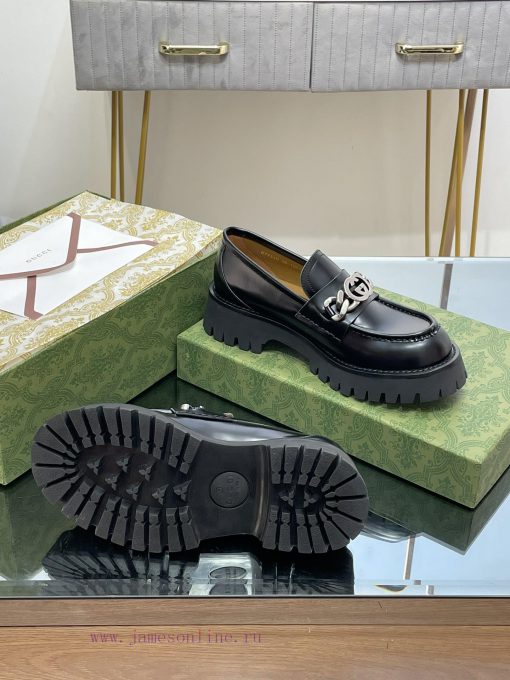 2024 Early Autumn GUCCI Interlocking Double G Chain Grooved Sole LoafersThick Soled Single Shoe 6t64b98q - Image 19