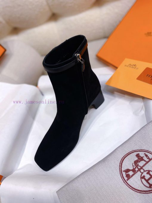 Top QualityHermes New Hommage Square Head High Heels And Ankle Boots ZP Purchased Top Grade Mos s1rqhtix - Image 9