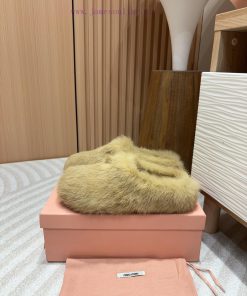 -24Ss Autumn/Winter New Miu Miu Rabbit Hair Half Dragged Muller Shoes Fury SlippersThis Fur Int uxhz6kw1