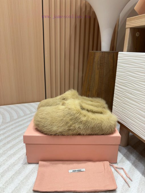 -24Ss Autumn/Winter New Miu Miu Rabbit Hair Half Dragged Muller Shoes Fury SlippersThis Fur Int uxhz6kw1
