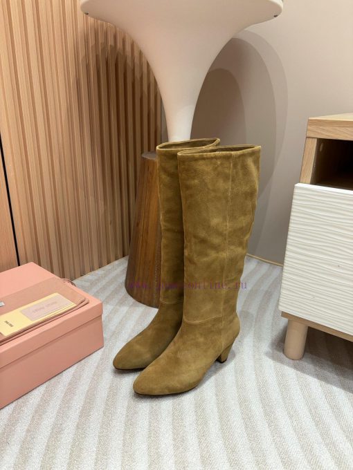 -24Ss Autumn And Winter New Miu Miu Tapered Thick Heel BootsThis Pair Of Suede Boots Combines C 7p8eb8lb - Image 2
