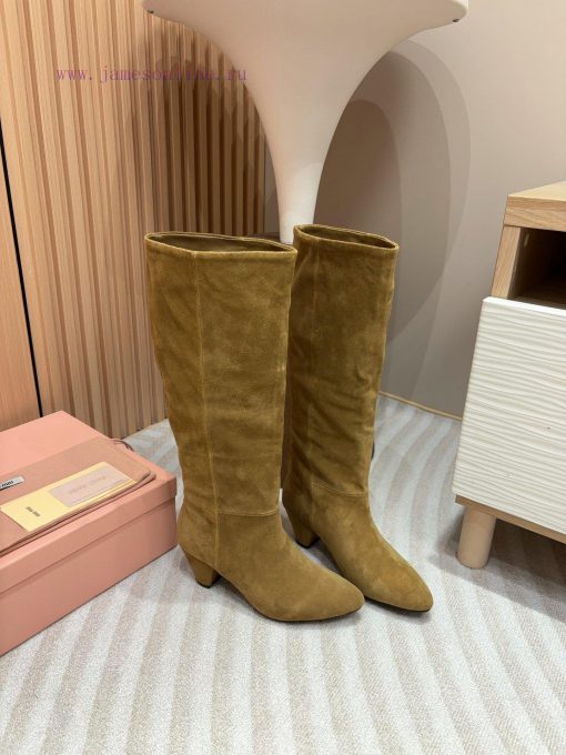 -24Ss Autumn And Winter New Miu Miu Tapered Thick Heel BootsThis Pair Of Suede Boots Combines C 7p8eb8lb - Image 12