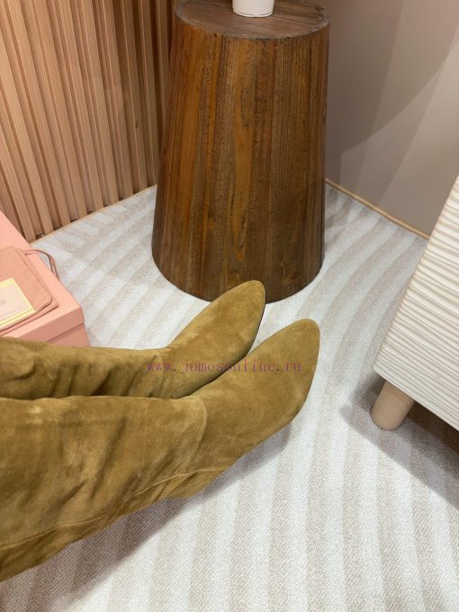 -24Ss Autumn And Winter New Miu Miu Tapered Thick Heel BootsThis Pair Of Suede Boots Combines C 7p8eb8lb - Image 13