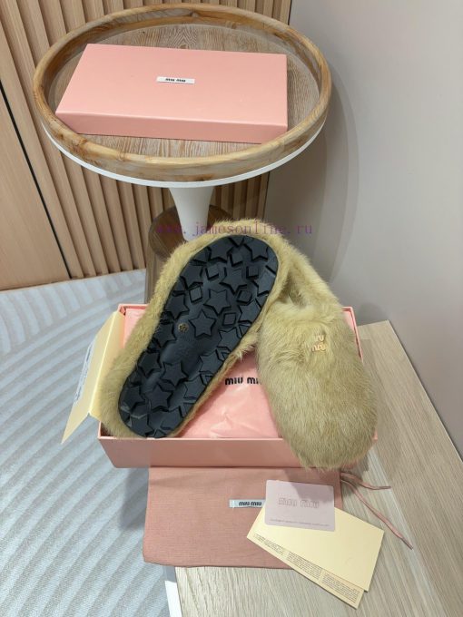 -24Ss Autumn/Winter New Miu Miu Rabbit Hair Half Dragged Muller Shoes Fury SlippersThis Fur Int uxhz6kw1 - Image 19