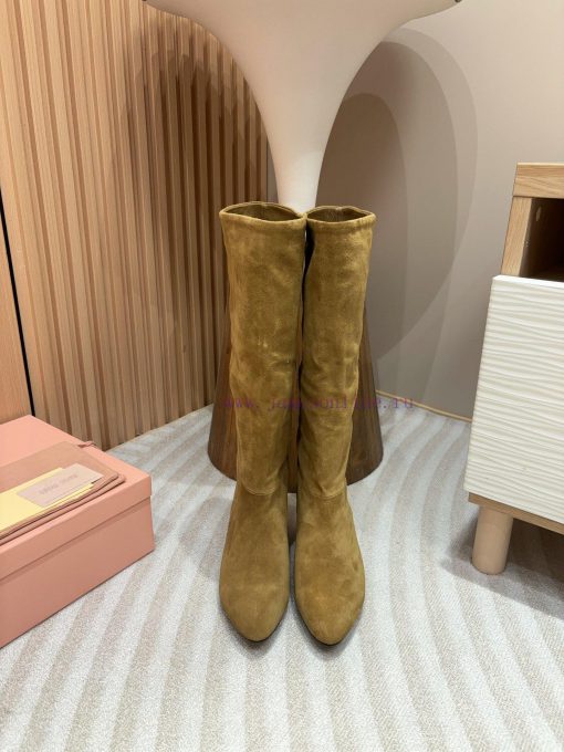 -24Ss Autumn And Winter New Miu Miu Tapered Thick Heel BootsThis Pair Of Suede Boots Combines C 7p8eb8lb - Image 19