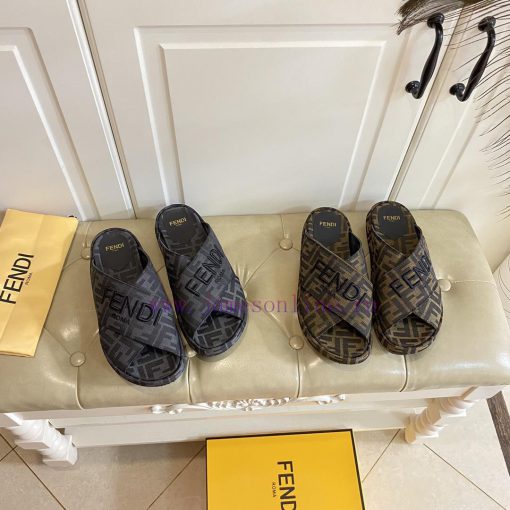 Fendi Couple's Cross Slippers Custom Jacquard Fabric Surface Sheepskin Lining Sizes 35-45Update 8k7cr9un - Image 11