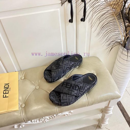 Fendi Couple's Cross Slippers Custom Jacquard Fabric Surface Sheepskin Lining Sizes 35-45Update 8k7cr9un - Image 13