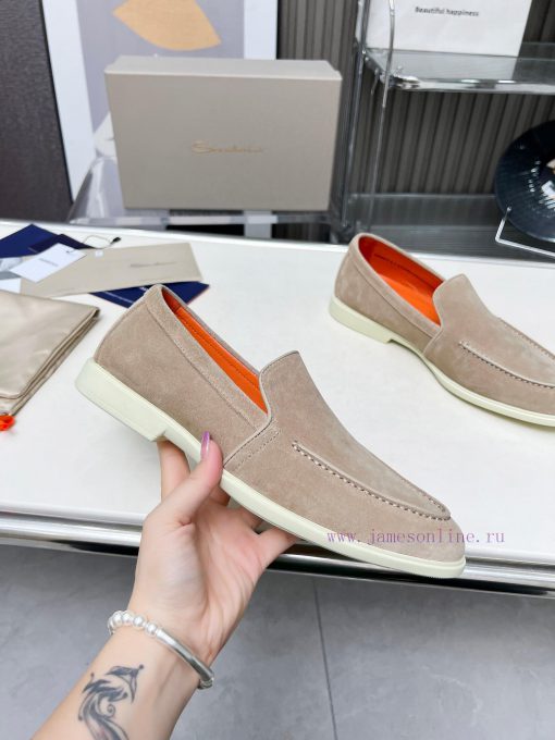 Santoni Four Seasons Classic Le Fu Shoes Casual Business Single ShoesImported Frosted Leather C j1obenmg - Image 3