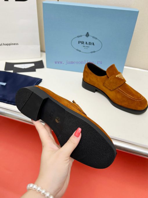 Prada 2024 Vs Spring/Summer Latest Hot Series Round Head Triangle Buckle Lefu Single Shoes Liu y741m2rm - Image 7