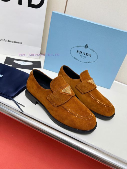 Prada 2024 Vs Spring/Summer Latest Hot Series Round Head Triangle Buckle Lefu Single Shoes Liu y741m2rm - Image 21