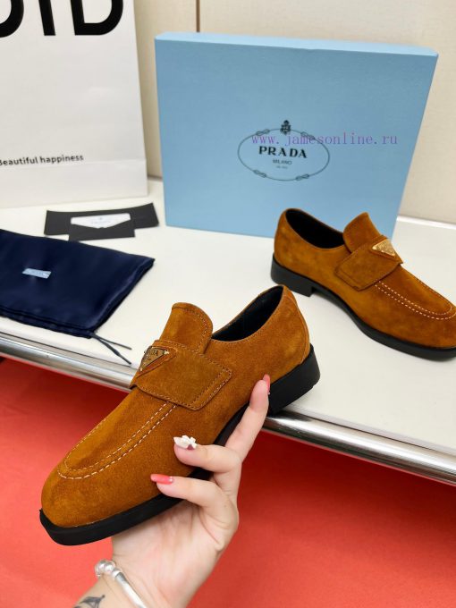 Prada 2024 Vs Spring/Summer Latest Hot Series Round Head Triangle Buckle Lefu Single Shoes Liu y741m2rm - Image 24