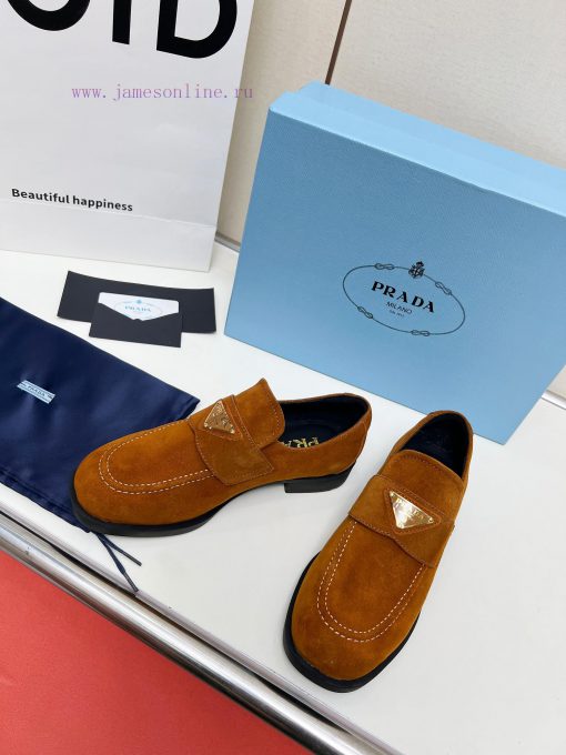 Prada 2024 Vs Spring/Summer Latest Hot Series Round Head Triangle Buckle Lefu Single Shoes Liu y741m2rm - Image 26