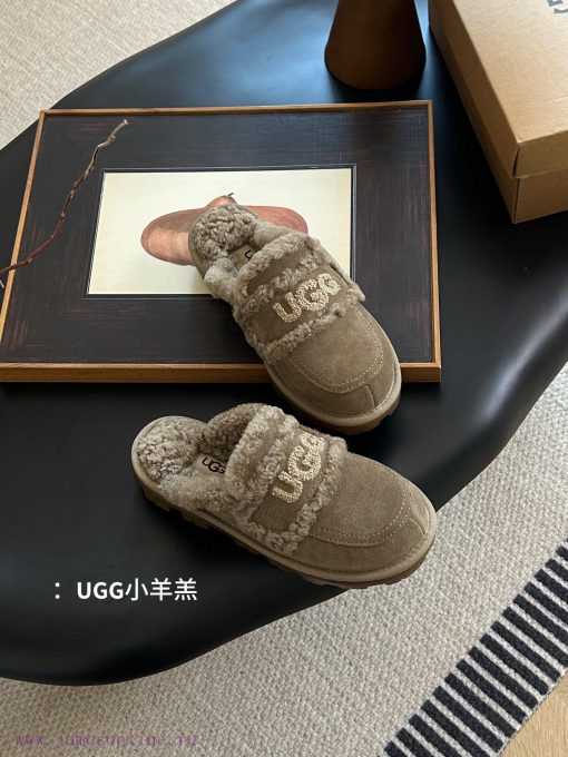 UGG Gucci's New Australian Thin Sole 🦘 Little Lamb Fur Internet Famous Slippers Made Of Cowhide j3apoo8a - Image 15