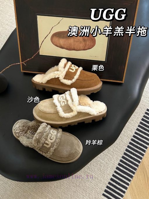 UGG Gucci's New Australian Thin Sole 🦘 Little Lamb Fur Internet Famous Slippers Made Of Cowhide j3apoo8a - Image 19