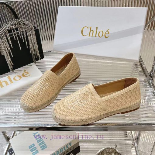 Chlo é Fisherman's ShoesMaterial: Straw Woven Fabric Cowhide LiningColor Apricot WhiteSize 35-4 vrqayfmg - Image 4