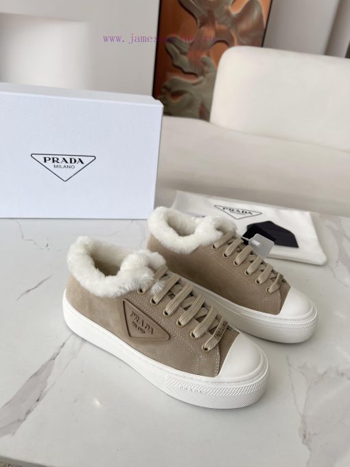 The Most PRADA Prada 24 Autumn/winter New Item On The Market △ Triangle Logo Wool Single Shoes w8n7o8ay - Image 3