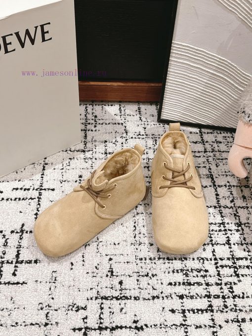Top QualityLoewe Ss24 New Arrival～Luoyiwei Autumn And Winter New Lace Up Wool Snow BootsThe Big 7iql07e5 - Image 3