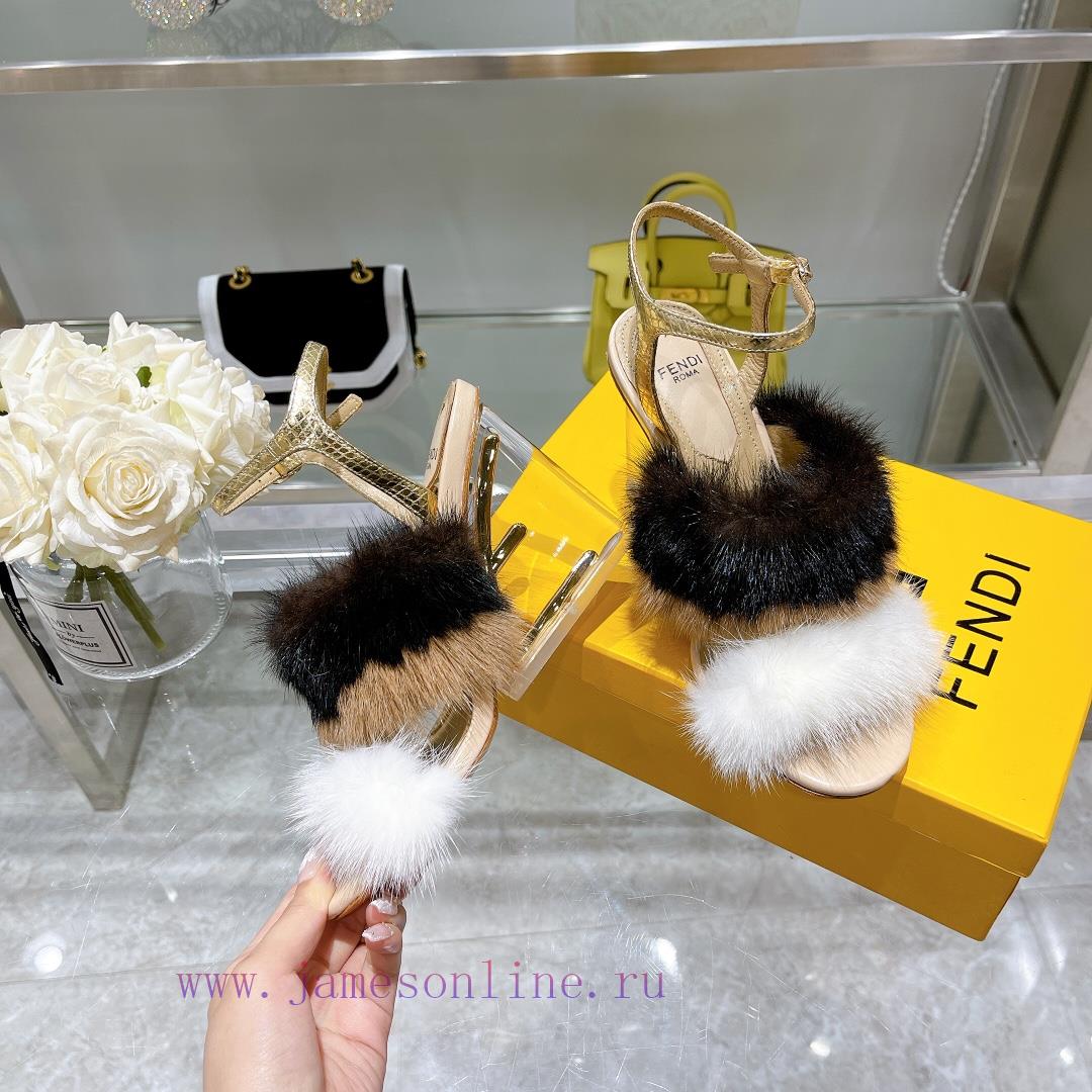 Fendi F And Mink Fur Single ShoesTop Tier Original Product Of The Same Style On The Runway Mink py12rj2b - Image 5