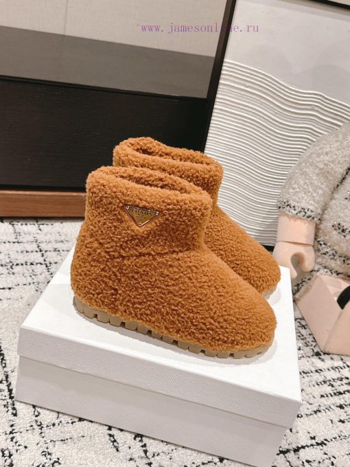 Top QualityPrada Fw24 New Arrival～P Home 2024 Autumn/Winter New Triangle Logo Hairy BootsHow Co hd8phmr7 - Image 3