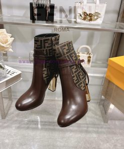 Genuine Leather Outsole2025 New Color 𝙁𝙀𝙉𝘿𝙄 | Delfina Leather High-heeled Short Boots〰 〰    〰 〰 2z2ay02q
