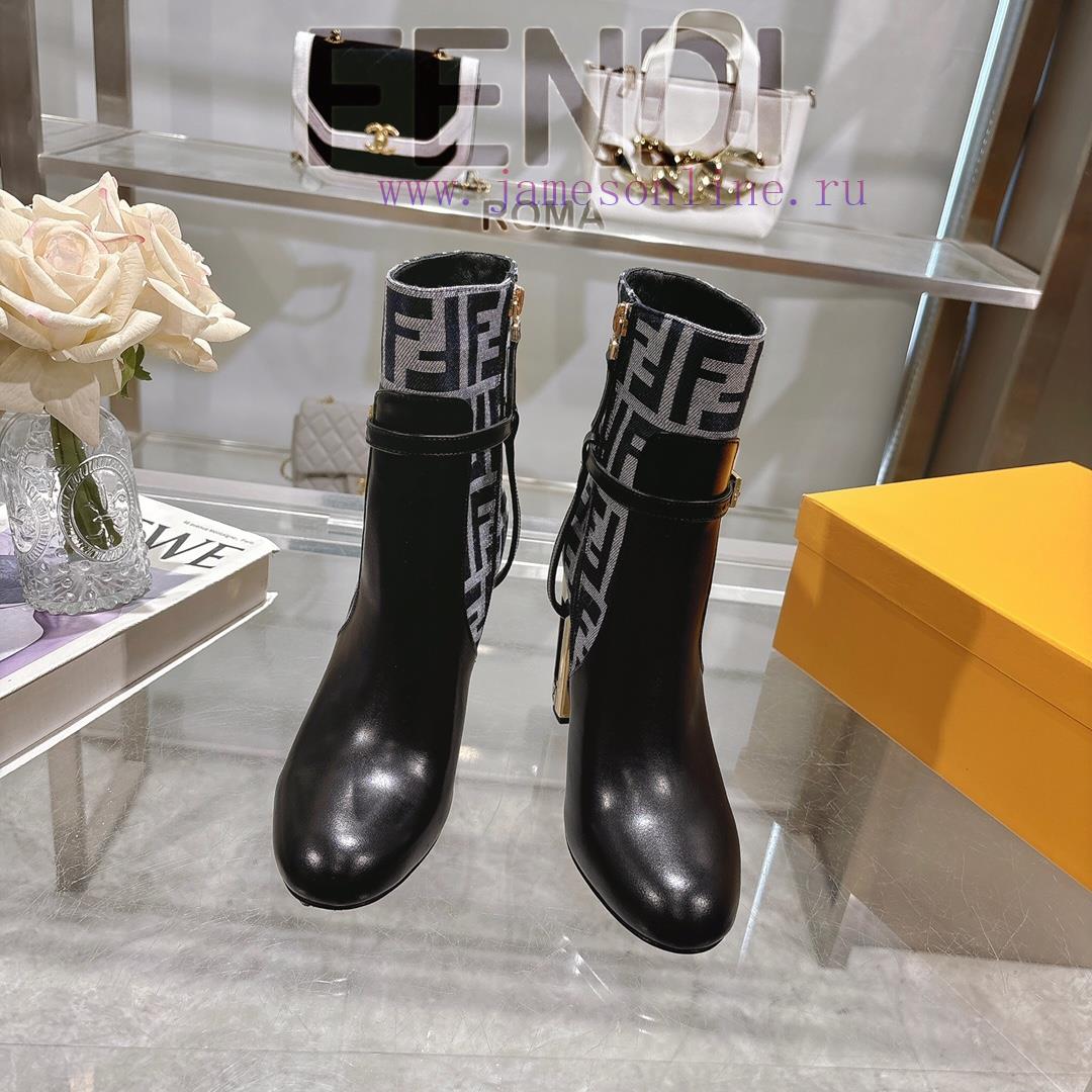 Genuine Leather OutsoleFendi 2025 New Color 𝙁𝙀𝙉𝘿𝙄 | Fendi Delfina Leather High-heeled Short Boo k41zioqb