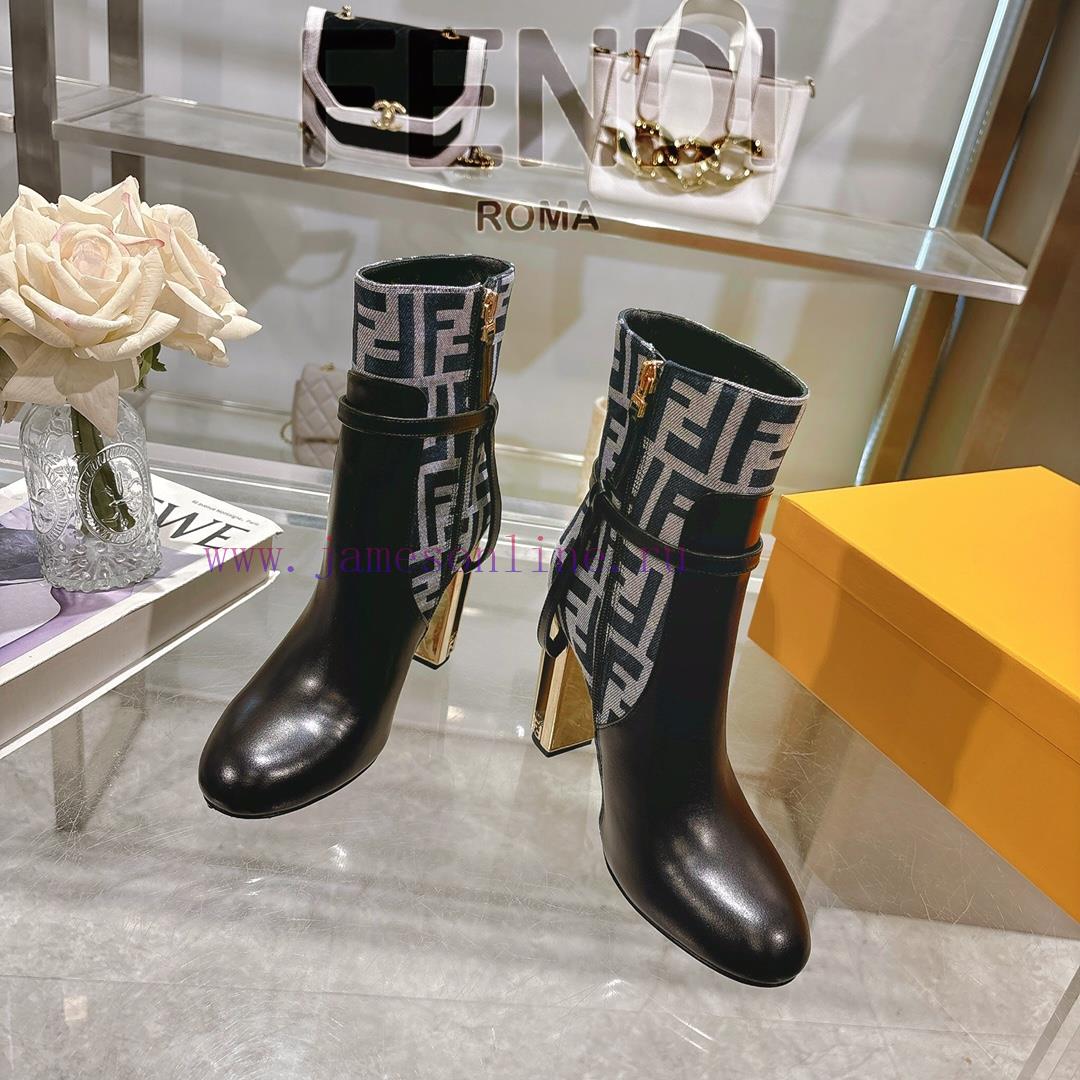 Genuine Leather OutsoleFendi 2025 New Color 𝙁𝙀𝙉𝘿𝙄 | Fendi Delfina Leather High-heeled Short Boo k41zioqb - Image 3