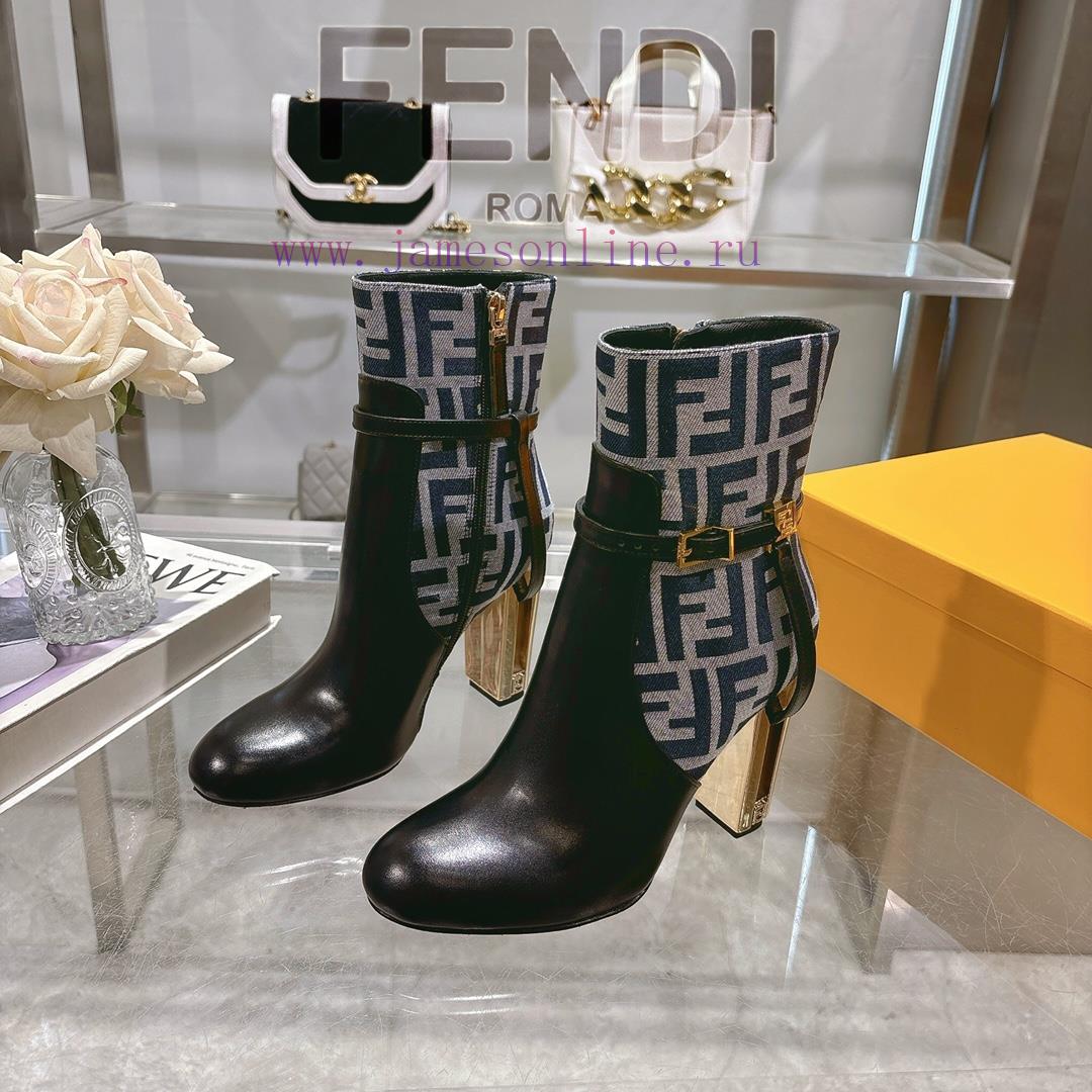 Genuine Leather OutsoleFendi 2025 New Color 𝙁𝙀𝙉𝘿𝙄 | Fendi Delfina Leather High-heeled Short Boo k41zioqb - Image 4