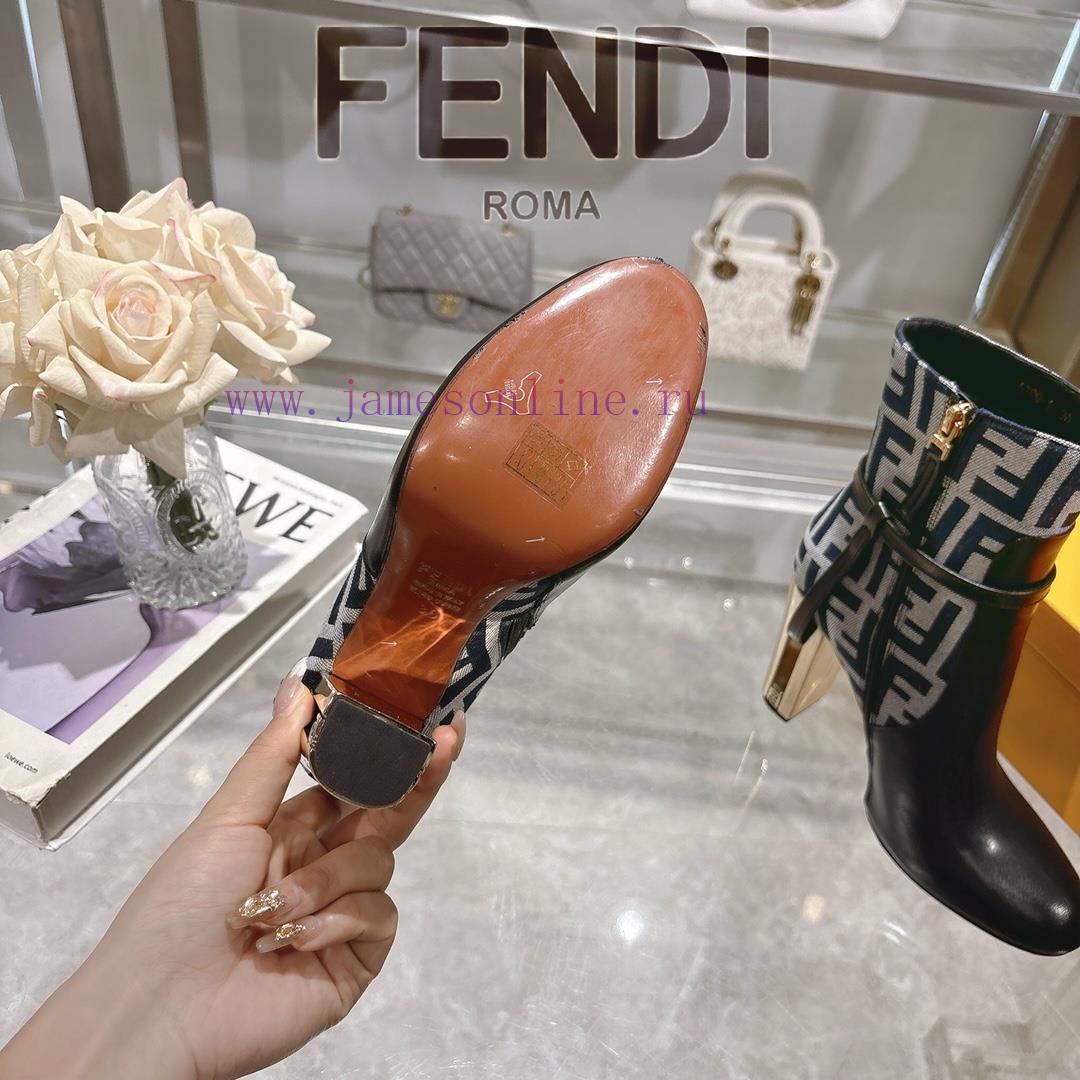 Genuine Leather OutsoleFendi 2025 New Color 𝙁𝙀𝙉𝘿𝙄 | Fendi Delfina Leather High-heeled Short Boo k41zioqb - Image 8