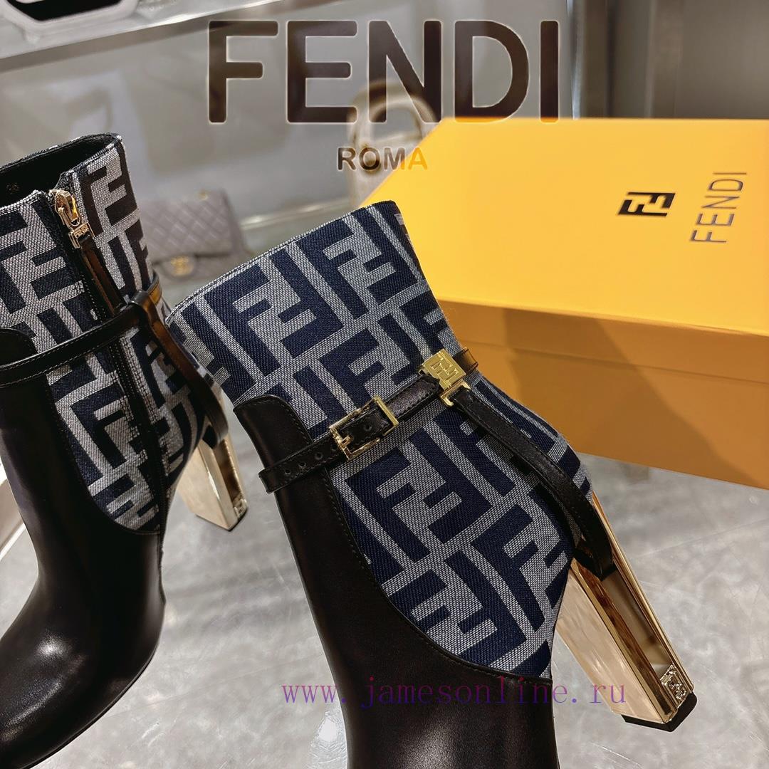 Genuine Leather OutsoleFendi 2025 New Color 𝙁𝙀𝙉𝘿𝙄 | Fendi Delfina Leather High-heeled Short Boo k41zioqb - Image 9