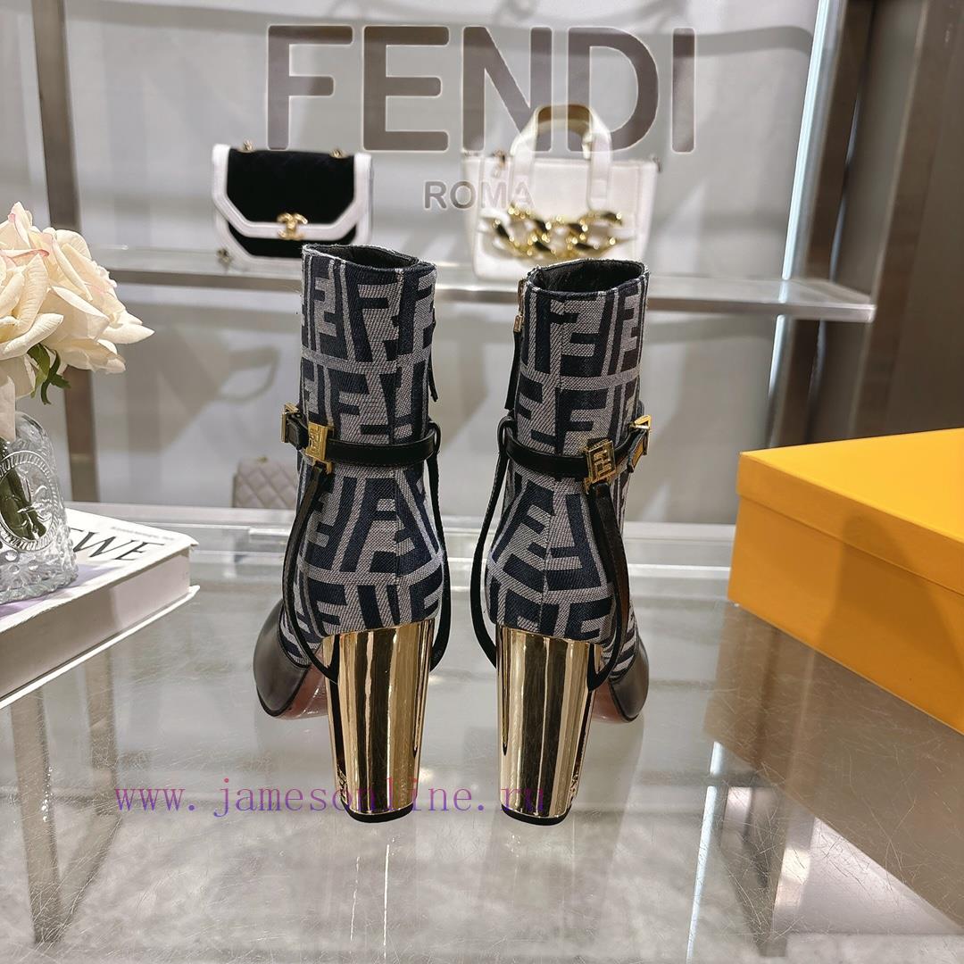 Genuine Leather OutsoleFendi 2025 New Color 𝙁𝙀𝙉𝘿𝙄 | Fendi Delfina Leather High-heeled Short Boo k41zioqb - Image 10
