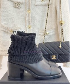 Chanel | Chanel 24K Autumn/Winter New Product Double CThick Heeled Socks BootsThis Season's Roc e6amvz1y
