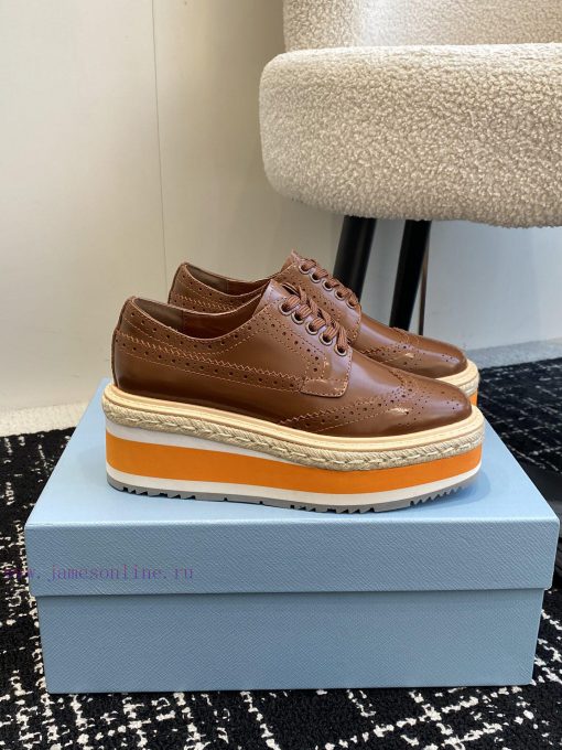 Prada 24ss Autumn And Winter Latest Thick Soled Lace Up Punched Block Sponge ShoesThe Original vfc0x7op - Image 3