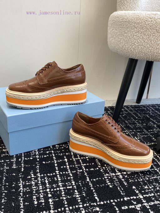 Prada 24ss Autumn And Winter Latest Thick Soled Lace Up Punched Block Sponge ShoesThe Original vfc0x7op - Image 5
