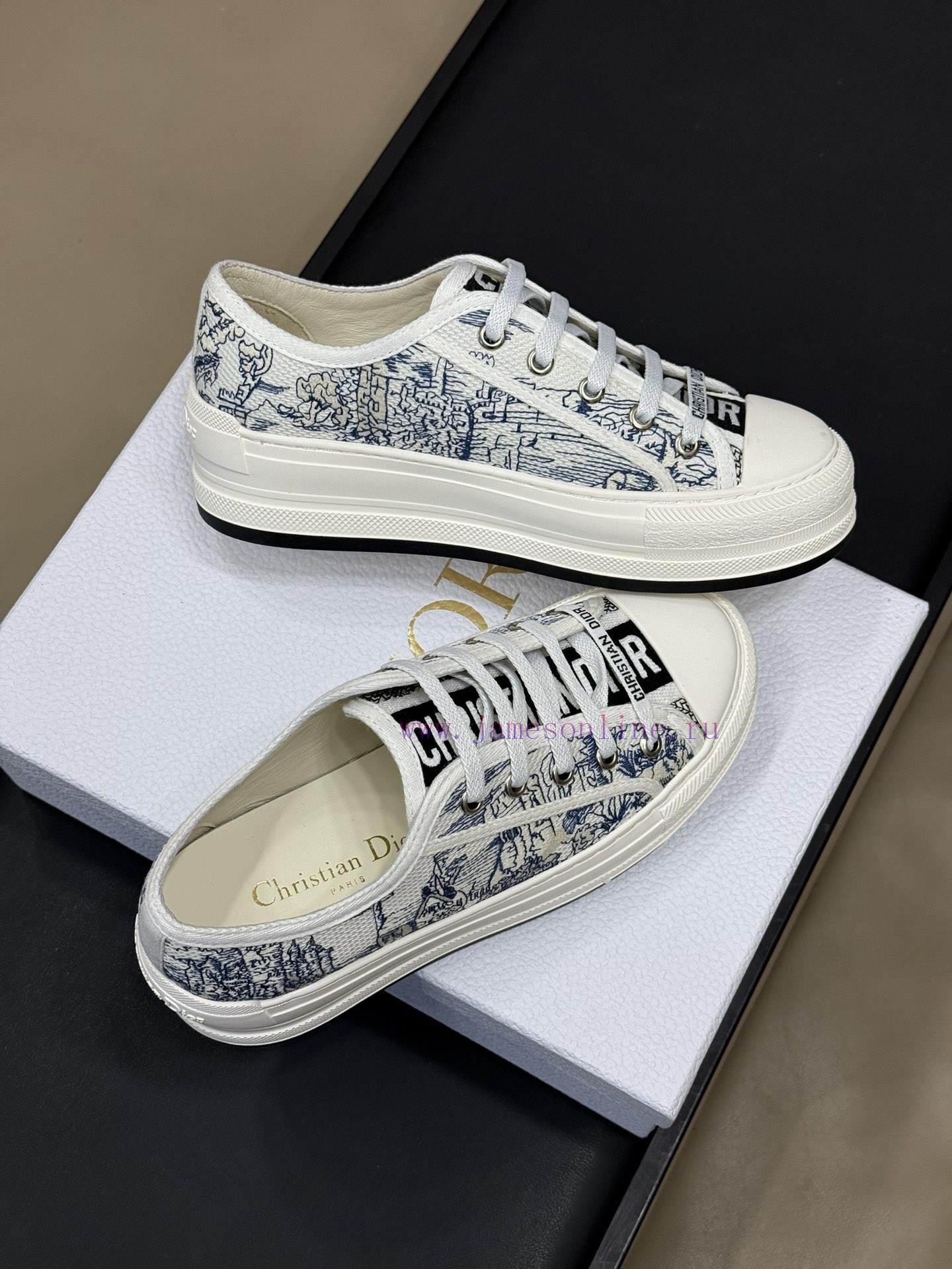 Dior Inserts New ColorsDior 25 Spring/Summer Thick Soled Embroidered SneakersThe Thickened Sole ics903wl - Image 5