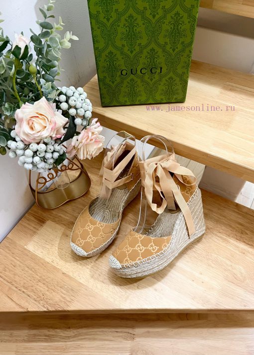 24ss Early Autumn GucciGucci Grass Woven Thick Soled Wedge Sandals Can Bring A Touch Of Modern 55iryutq - Image 5