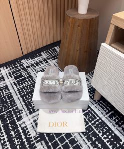 24Ss New Dior Embroidered Fury Shoes With One Line Thick Bottom Wool SlippersThis Dway Cotton C 1tvhu6bn